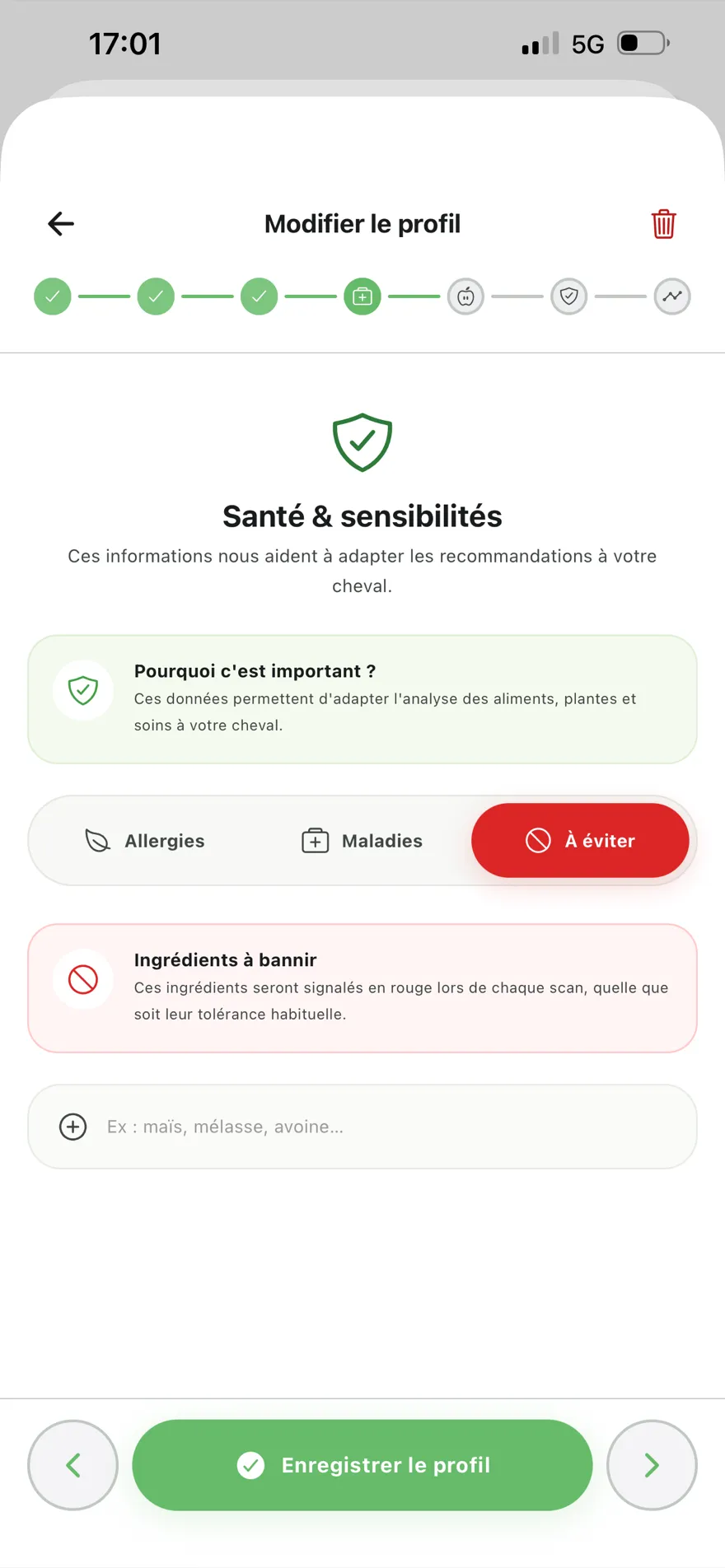 Réglage des allergies du cheval