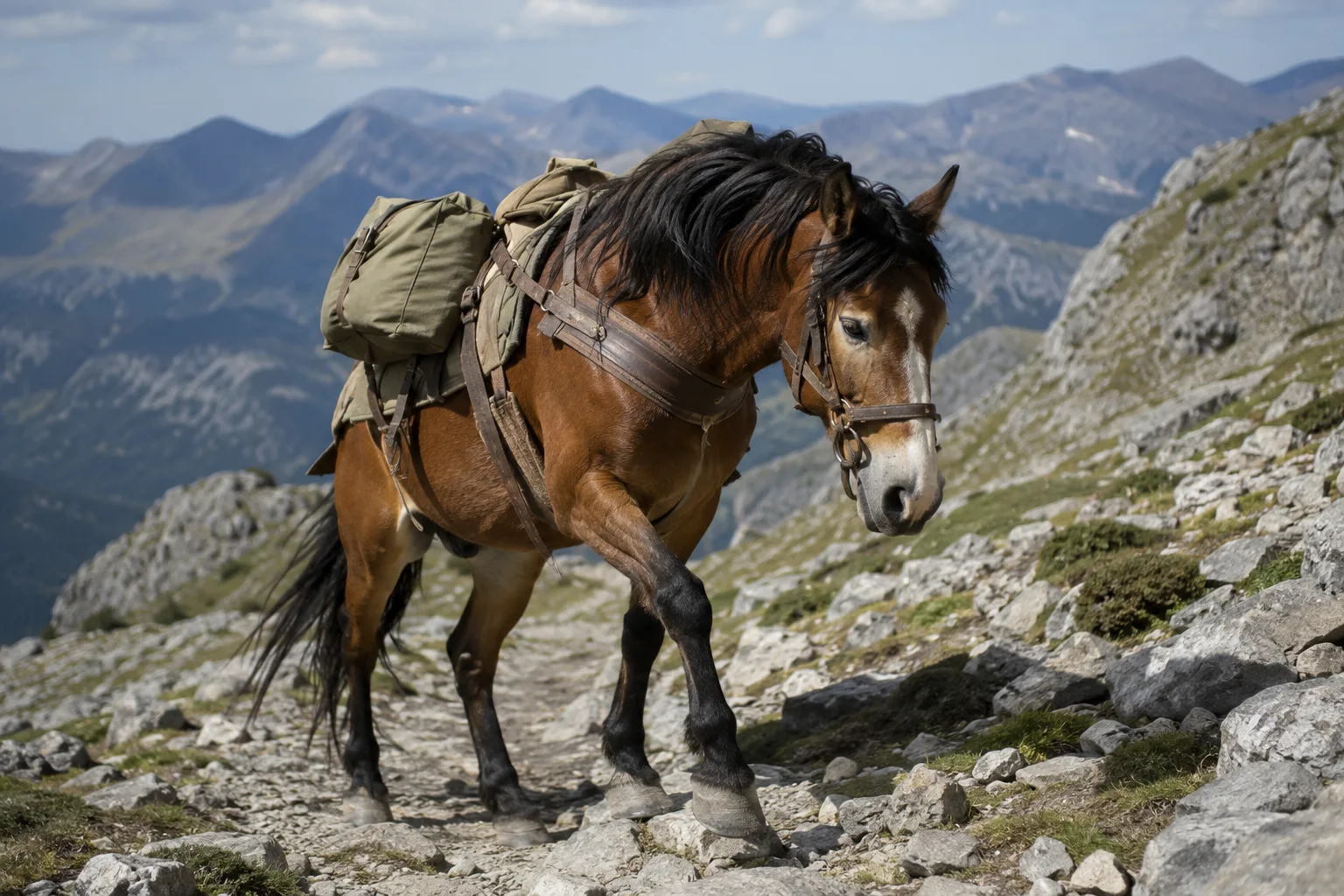 Cavallo Alter Real in azione, che esegue un movimento di dressage classico (piaffe o passage) con un cavaliere, mostrando la sua agilità e potenza.