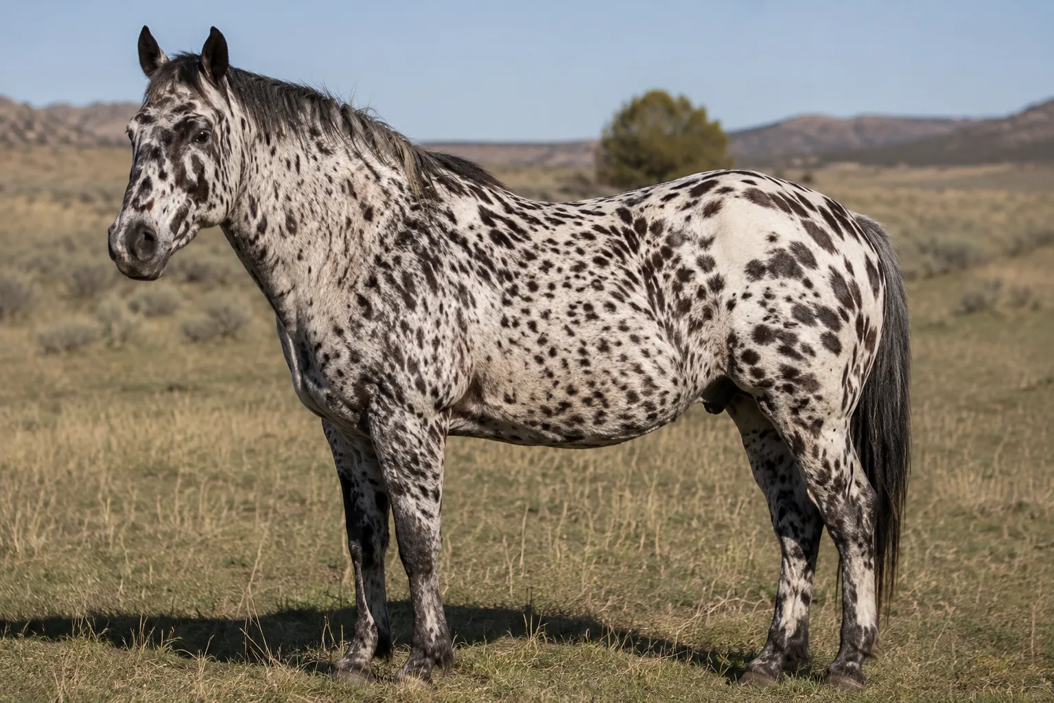 American Saddlebred dal mantello nero lucido, con una lunga criniera e una coda folta, tipico della razza.