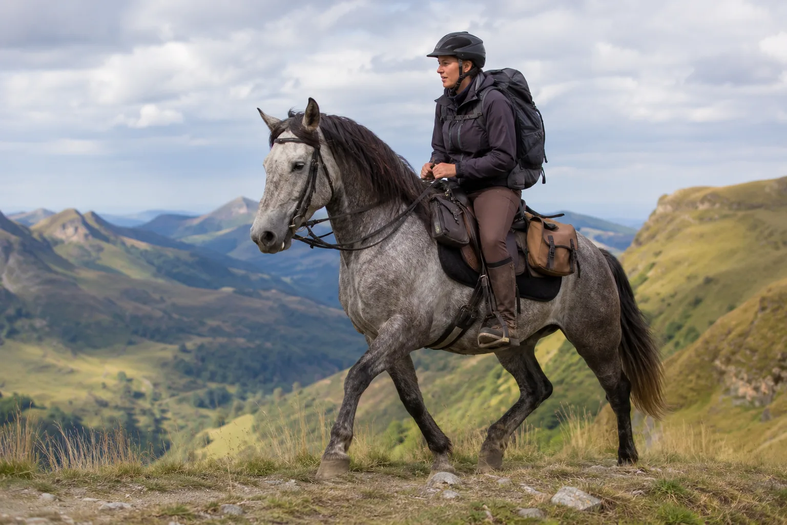 Cavallo dell'Azerbaigian al galoppo su un sentiero di montagna roccioso