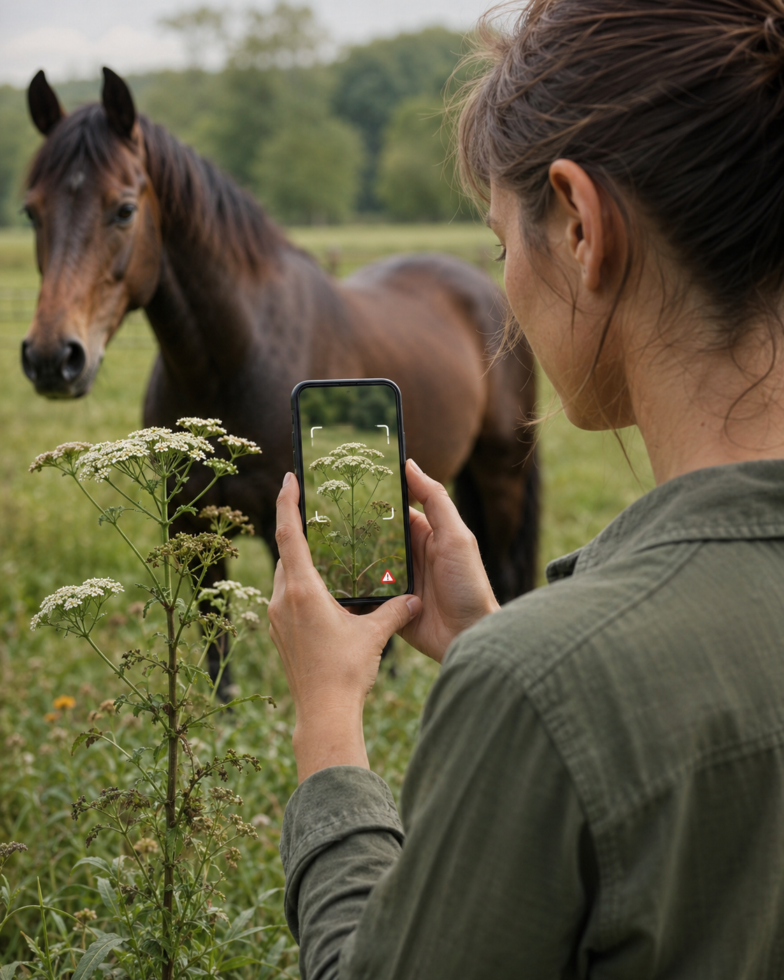 Plantes toxiques pour chevaux : 104 fiches : reconnaissance de plante toxique au pré, observation du contexte de pâture et gestion des risques. Application mobile Equio pour identifier les plantes toxiques au cheval.