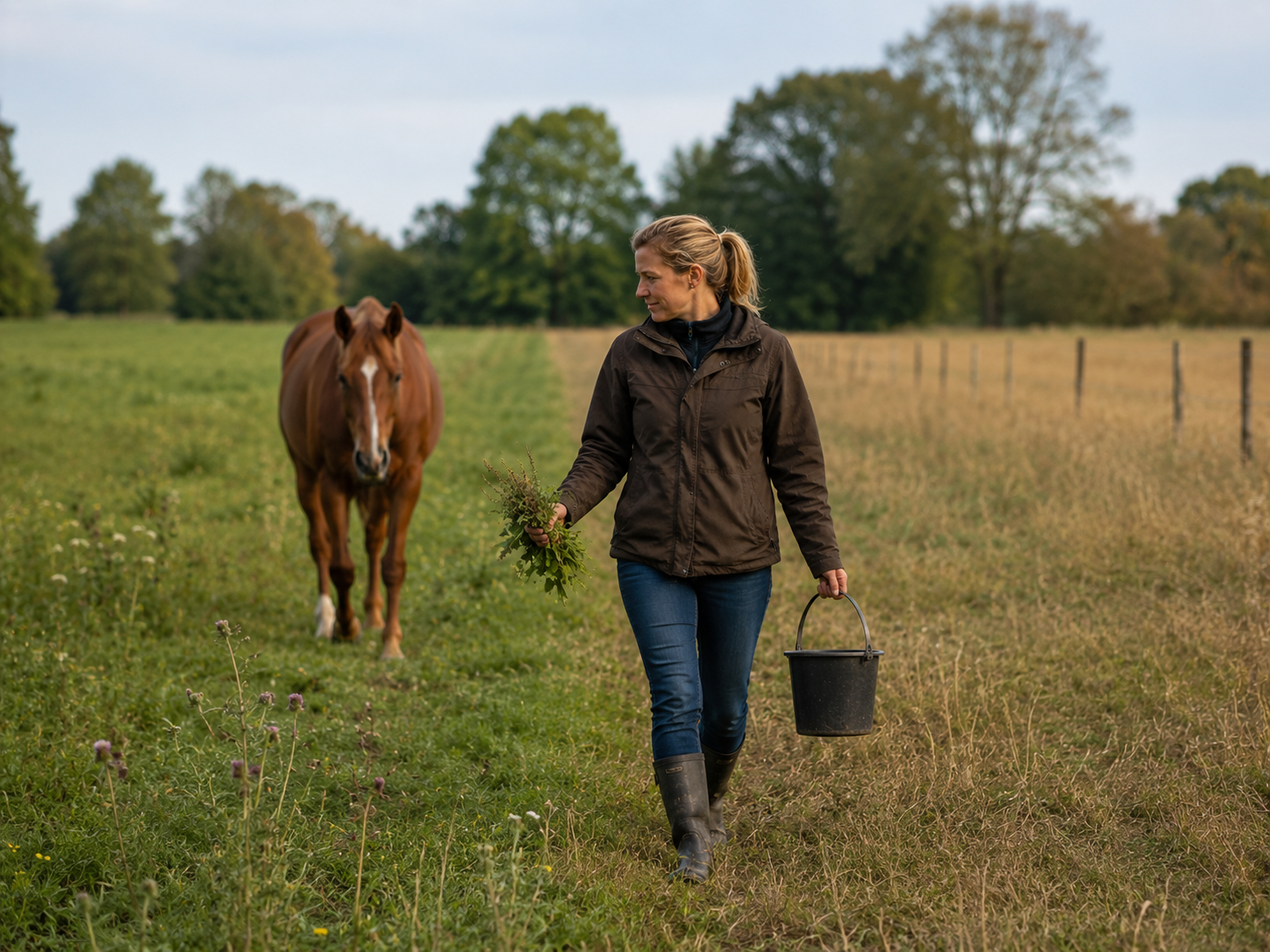 Aconit Napel : reconnaissance de plante toxique au pré, observation du contexte de pâture et gestion des risques. Application mobile Equio pour identifier les plantes toxiques au cheval.